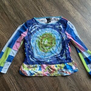 Jane Doe emo punk Colorful Long Sleeve Top Medium
